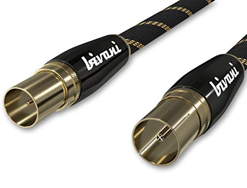 bivani Cable de antena 1 m Premium – Coaxial M/F, cable coaxial, cable de televisión, radio, DVB-T, DVB-T2, DVB-C, DVB-S, DVB-S2, DAB – FullHD, UltraHD, UHD, HDTV, TV – Serie Elite – 1 m