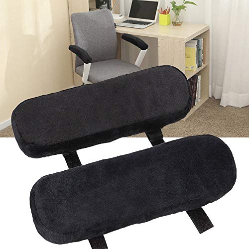 BJ-SHOP Almohadilla para Reposabrazos de Silla de Oficina Cubierta de Apoyabrazos para Silla de Oficina Almohada Ergonómica de Espuma con Memoria (Negro)