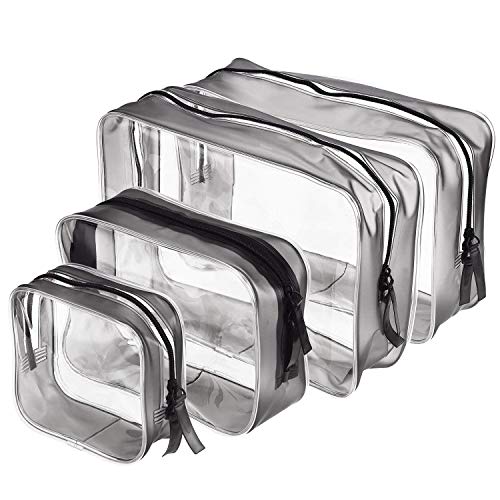 Bkrdty Neceser Transparente 4 Piezas Bolsa de Aseo Portátil de PVC de Impermeable con Cremallera para Hombres y Mujeres para Vacaciones Baño y Organización.