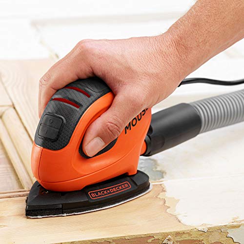 BLACK+DECKER BEW230BC Lijadora de Detalle Mouse 55W 11.000RPM Diámetro Orbita 1.5mm Incluye 15 Accesorios y Bolsa de Transporte