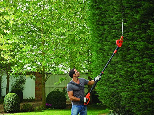 BLACK+DECKER PH5551 Cortasetos de pértiga de 550W 51 cm de longitud de espada mango telescópico cabezal pivotante con 5 posiciones