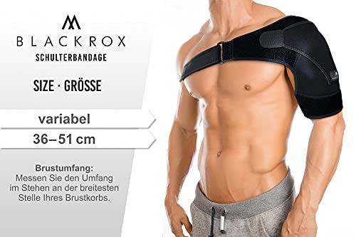 BLACKROX OMONROX - Vendaje deportivo para hombre y mujer por ambos lados, compresión para brazo izquierdo/derecho, vendaje para hombro, apoyo para hombro, talla única, color negro