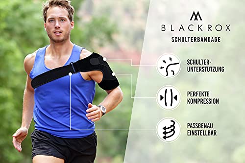 BLACKROX OMONROX - Vendaje deportivo para hombre y mujer por ambos lados, compresión para brazo izquierdo/derecho, vendaje para hombro, apoyo para hombro, talla única, color negro