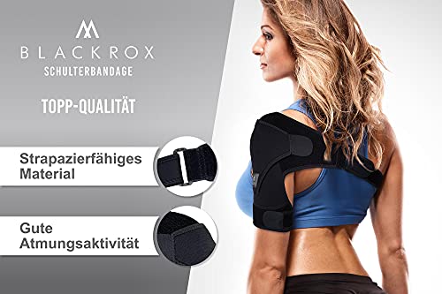 BLACKROX OMONROX - Vendaje deportivo para hombre y mujer por ambos lados, compresión para brazo izquierdo/derecho, vendaje para hombro, apoyo para hombro, talla única, color negro