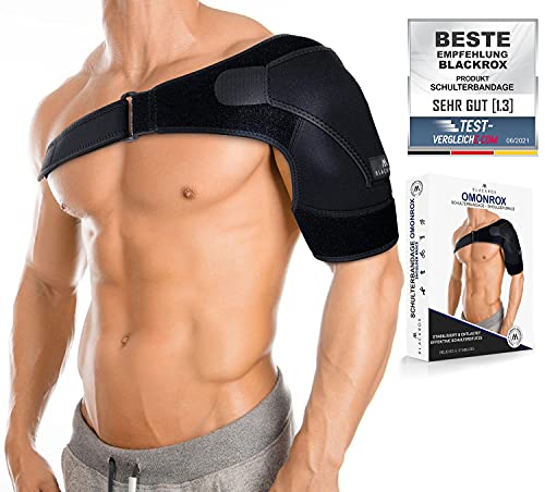 BLACKROX OMONROX - Vendaje deportivo para hombre y mujer por ambos lados, compresión para brazo izquierdo/derecho, vendaje para hombro, apoyo para hombro, talla única, color negro