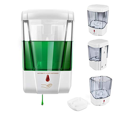 Blingbin Dispensador Jabon Pared, Dosificador Gel Hidroalcoholico de 700 Ml, Bomba de Loción de Jabón de Cocina Sin Contacto para Baño de Cocina, Dosis de 1 Ml (700ml)