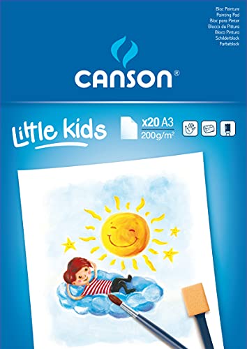 Bloc Encolado, A3, 20 Hojas, Canson Kids Pintura 200g