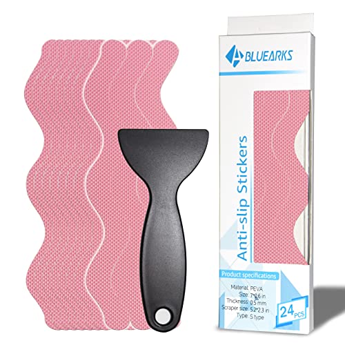 Bluearks Kit de Pegatinas Antideslizantes, Tiras de Seguridad Antideslizantes para bañera, Tiras de Pegatinas para baño, escaleras, Piscinas (24 Piezas) Rojo