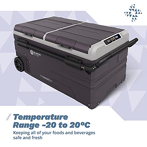 Bluefin Mini Nevera Ice Cache 95L Active/Nevera Portátil Eléctrica/Tecnología de Frío Avanzada/Recarga Eficiente/Compartimento Dual/App Control para Smartphone/Pantalla LCD/AC/DC