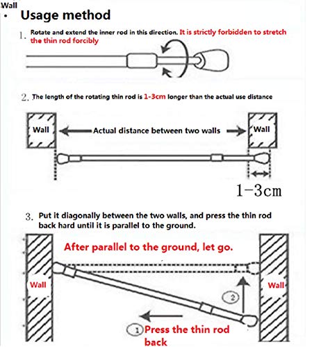 Bluelover Resorte Ajustable Extensible Tension Ventana Cortina Varilla Polo Telescopico Cortinero De Ducha -40-70 Cm