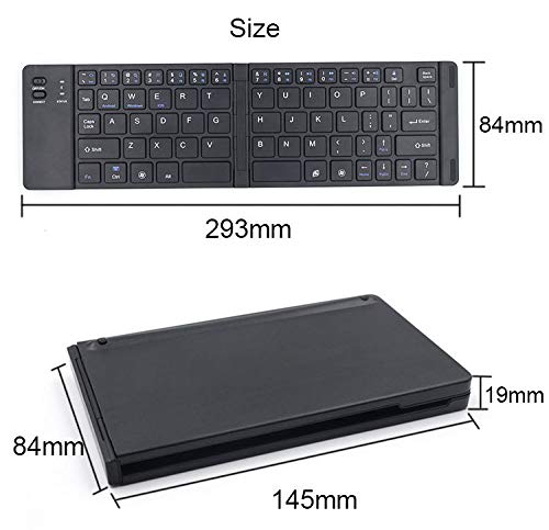 Bluetooth 3.0 Mini Teclado Inalámbrico Plegable de Inglés,Blanco,Multiuso Compatible con Android, Windows, iOS,Smartphone