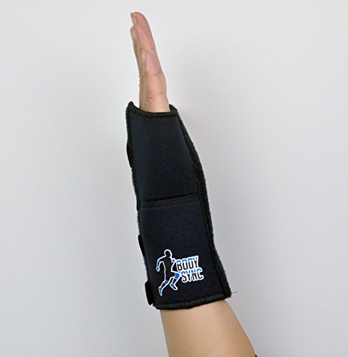 Body Sync - Muñequera para túnel carpiano, ajustable, color negro, de neopreno, para artritis, tendinitis, dolores en las articulaciones y fracturas, se adapta a la mano derecha, médicamente aprobado