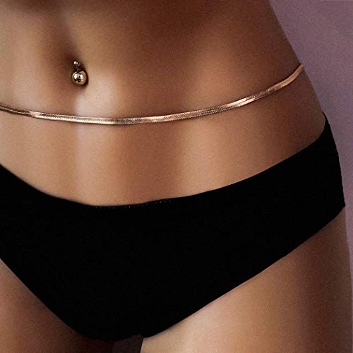 Bohend Punk Metálico Cadena de cintura Oro Cadena del cuerpo Sencillo Club nocturno Accesorios Bikini por Mujeres y niña