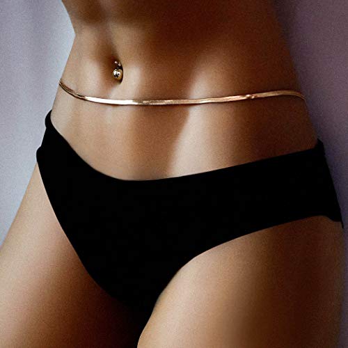 Bohend Punk Metálico Cadena de cintura Oro Cadena del cuerpo Sencillo Club nocturno Accesorios Bikini por Mujeres y niña