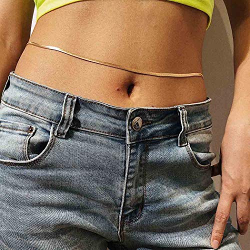 Bohend Punk Metálico Cadena de cintura Oro Cadena del cuerpo Sencillo Club nocturno Accesorios Bikini por Mujeres y niña