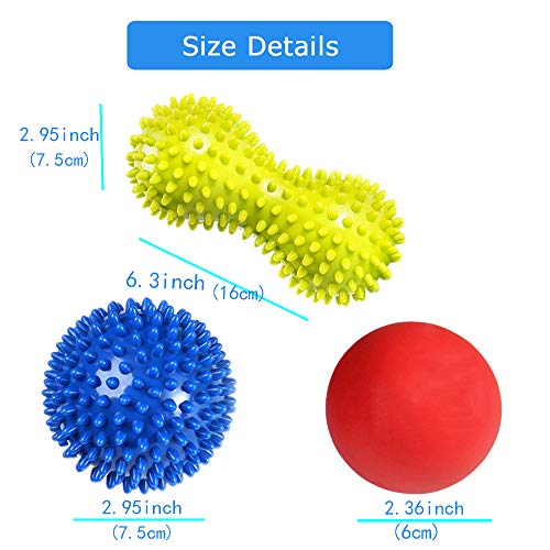 Bolas de Masaje - RIGHTWELL 3 pack Pelota Masaje de Pies y Manos para liberacion miofascial, Fascitis Plantar, Aliviar Dolor Muscular