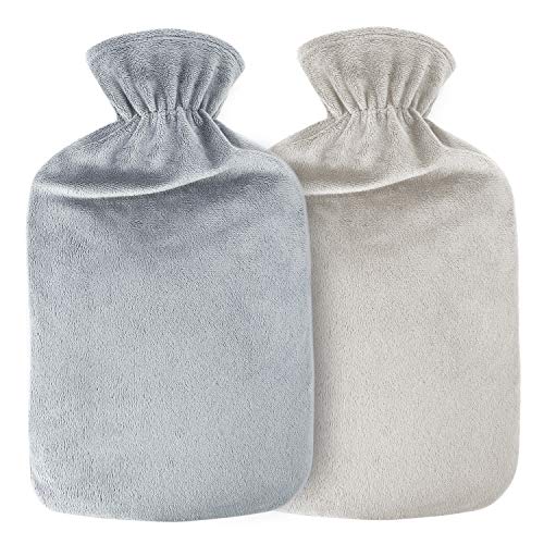 Bolsa de Agua Caliente, Gifort Botellas de Agua Caliente con Suave Felpa Funda 2L Hot Water Bottle, No hay fugas, Para Mantener el Agua Calient, Perfecto para Noches Frías de Invierno