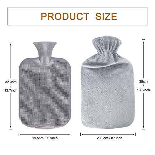 Bolsa de Agua Caliente, Gifort Botellas de Agua Caliente con Suave Felpa Funda 2L Hot Water Bottle, No hay fugas, Para Mantener el Agua Calient, Perfecto para Noches Frías de Invierno