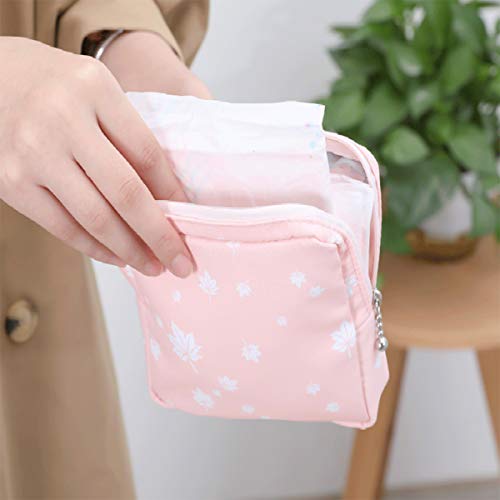 Bolsa de almacenamiento para servilletas sanitarias, bolsa de almacenamiento con cremallera de 12,7 x 12,7 cm, bolsa de primer período para niñas/mujeres/señoras (cacto rosa)