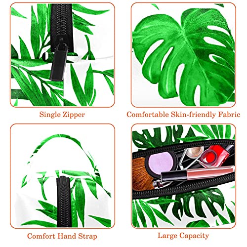 Bolsa de cosméticos Bolsas de Maquillaje de Viaje portátiles Estuche de lápices Organizador de artículos de tocador para Mujeres niñas Palm y Monstera