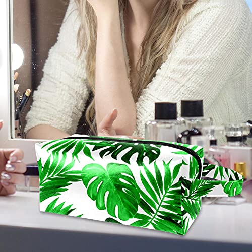 Bolsa de cosméticos Bolsas de Maquillaje de Viaje portátiles Estuche de lápices Organizador de artículos de tocador para Mujeres niñas Palm y Monstera