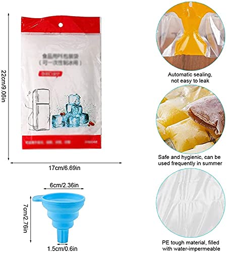 Bolsa de cubitos de hielo desechable,Bolsa Para Cubitos de Hielo,Bolsa Para Hielo Para Bebidas Frías:50 moldes de cubitos de hielo, que se pueden sellar automáticamente para cócteles,bebidas,cocina