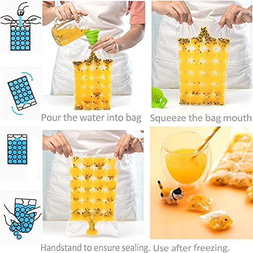 Bolsa de cubitos de hielo desechable,Bolsa Para Cubitos de Hielo,Bolsa Para Hielo Para Bebidas Frías:50 moldes de cubitos de hielo, que se pueden sellar automáticamente para cócteles,bebidas,cocina