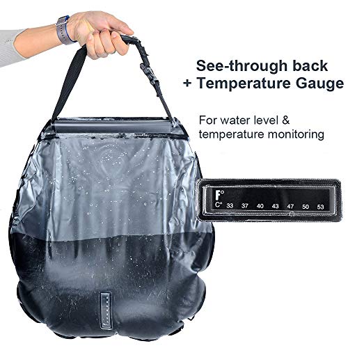 Bolsa de Ducha Solar, 40L Bolsa de Ducha de Viaje Solar Portátil Agua Caliente con 45°C Manguera Extraíble Cabezal de Ducha Intercambiable Senderismo Exterior Bolsa de Baño para Escalar (20L-verde)