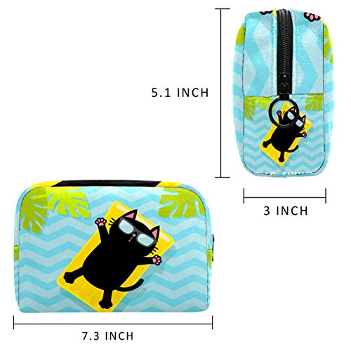 Bolsa de Maquillaje de Viaje portátil,Hojas de Palma de colchón de Agua de Piscina ,Bolsa de cosméticos para Mujeres,Bolsa organizadora de Maquillaje con Cremallera de Belleza