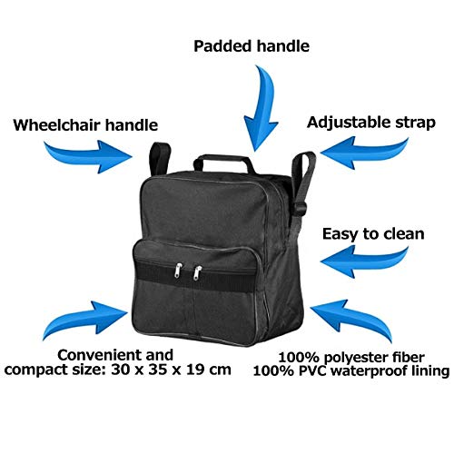 Bolsa Silla De Ruedas, Ayuda A La Movilidad Vespa Mochila para Ancianos, Discapacitados Mayores -Hacer Su Silla De Ruedas Manos Libres Mochila Bolsa/Mochila Scooter Universal,Negro