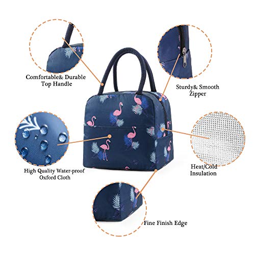 Bolsa Térmica Comida Bolsas de Almuerzo caja porta con Aislamiento Bolso de Mano para Mujeres Impermeable Fiambrera Isotermica Aislado Térmico para Hombres niñas niños (Azul oscuro)