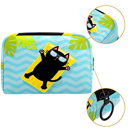 Bolsas de Maquillaje Estuche multifunción para Organizador de Bolsas de cosméticos de Viaje portátil Hojas de Palma de colchón de Agua de Piscina con Neceser con Cremallera para Mujer