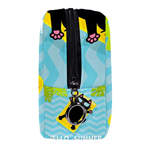 Bolsas de Maquillaje Estuche multifunción para Organizador de Bolsas de cosméticos de Viaje portátil Hojas de Palma de colchón de Agua de Piscina con Neceser con Cremallera para Mujer