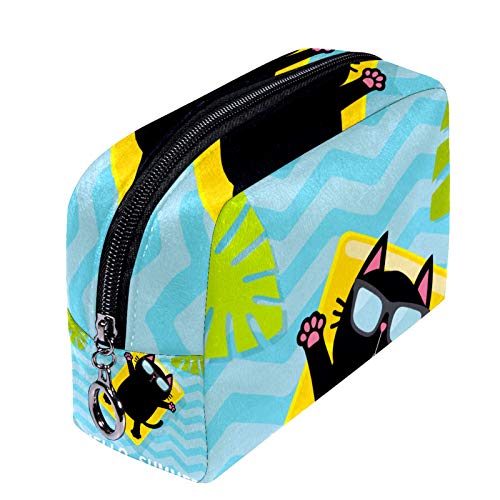 Bolsas de Maquillaje Estuche multifunción para Organizador de Bolsas de cosméticos de Viaje portátil Hojas de Palma de colchón de Agua de Piscina con Neceser con Cremallera para Mujer