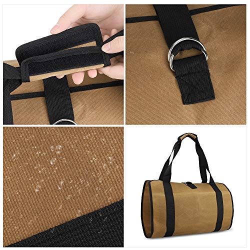 Bolso de Lona Portador de Leña, Carga Leña Impermeable para Chimenea Interiores, Soportes para Carga de Madera Encerados Duraderos, Portadores Portátiles de Madera para Acampar Exteriores(99x46CM)