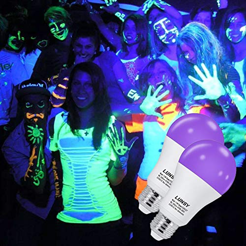 Bombilla negra Lunsy UV E27 11 W para Halloween, discoteca, discoteca, discoteca, fiesta, 2 unidades