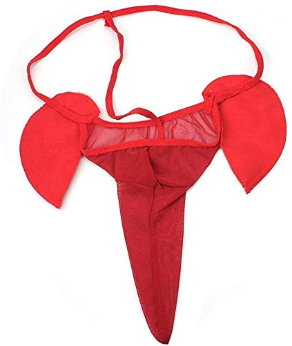 Bommi Fairy Ropa interior para hombre, con diseño de elefantes, divertida, de baja altura, sexy en forma de U, regalo rojo Talla única