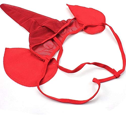 Bommi Fairy Ropa interior para hombre, con diseño de elefantes, divertida, de baja altura, sexy en forma de U, regalo rojo Talla única