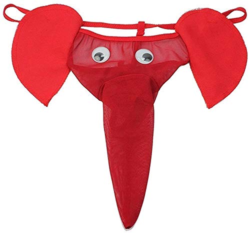 Bommi Fairy Ropa interior para hombre, con diseño de elefantes, divertida, de baja altura, sexy en forma de U, regalo rojo Talla única