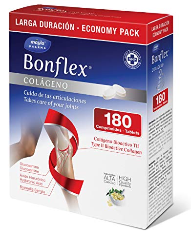 Bonflex Colágeno 180 Comp FORMATO 3 MESES | 40 mg Colágeno desnaturalizado Tipo II | 1500mg Glucosamina | Articulaciones más fuertes | Protección y nutrición de las articulaciones | 1 toma al día