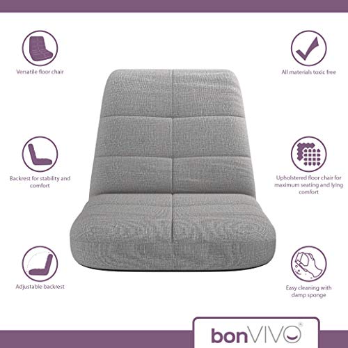 bonVIVO Sillas Plegables - Acolchadas cómodas para Leer Uso Sofa Suelo, Sillon habitacion o Silla meditacion reclinable para Relax en Color Azul y Gris