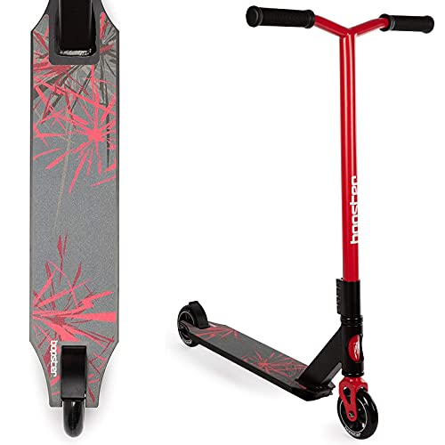 Bopster Patinete para Trucos y Saltos Freestyle Giro 360 Grados Ligero Manillar Ancho Deck Deportivo - Rojo