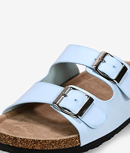 BOSANOVA Sandalias Azules Estilo Bio Planas con Hebillas Azul 41