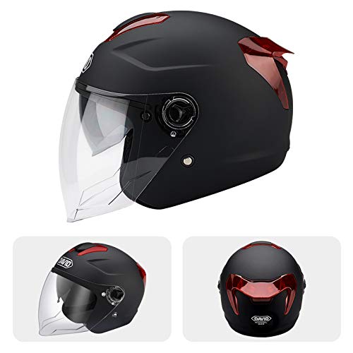 BOSEMAN Casco de Motocicleta con Visera, Adecuado para ciclomotores, Scooters, cruceros, Pase la Prueba de colisión para Cumplir con la Seguridad Vial（Negro Mate）