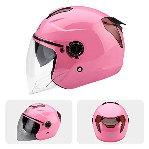 BOSEMAN Casco de Motocicleta con Visera, Adecuado para ciclomotores, Scooters, cruceros, Pase la Prueba de colisión para Cumplir con la Seguridad Vial（Rosa）