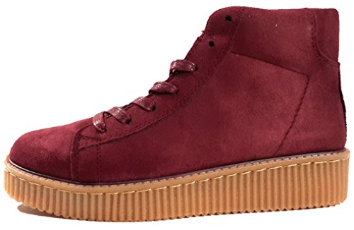 Botas Ante Mujer Botines Antelina Estilo Zapatillas Deportivas con Plataforma y Talón Elevado, Burdeos T.40