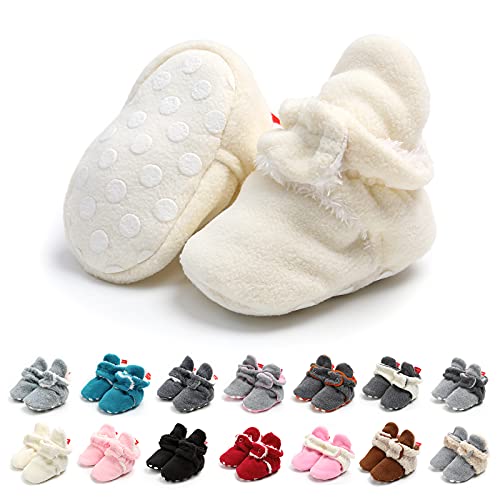 Botas de Niño Calcetín Invierno Soft Sole Crib Raya de Caliente Boots de Algodón para Bebés (0-6 Meses, Blanco, Tamaño de Etiqueta 11)