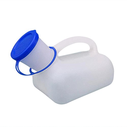 Botella de orinal unisex con tapa, 1000 ml, portátil macho hembra universal para botella de orinal Pee Collector de camping viaje inodoro.