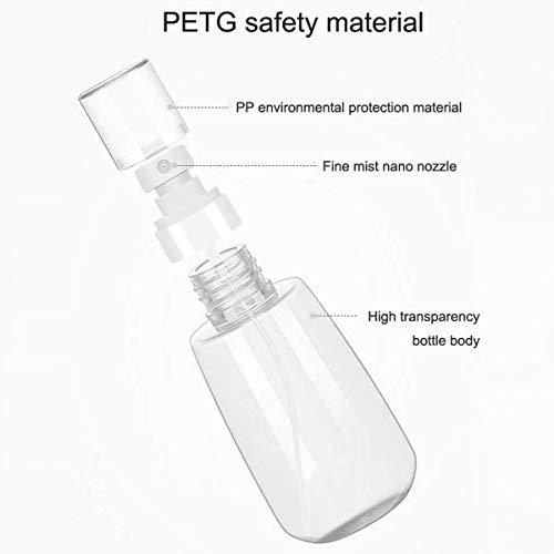 Botella pulverizadora portátil recargable de 100 ml con pulverizador de niebla fina, dispensadores de líquidos, 3PCS vacíos de plástico transparente, para viajes, pequeño recipiente atomizador