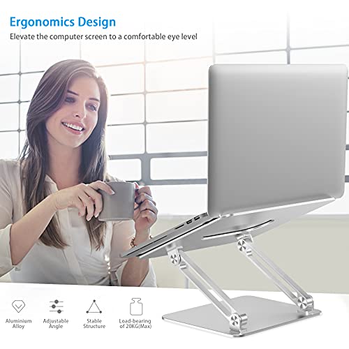 BoYata Soporte Portátil Laptop Stand, Multiángulo Elevador Ergonómico Ajustable de Aluminio para Computadora Portátil Compatible con MacBook Pro, Computadoras Portátiles de 10-17" Plateado